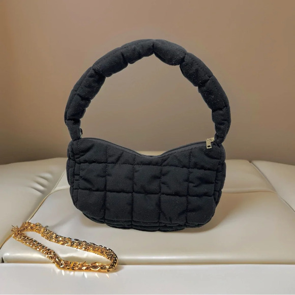 Handbags - Cloud Feel Puffer Quilted Soft Fabric Material Hand Bag